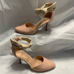 Light pink with tan ankle strap